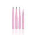 4 Piece Professional Tweezers Set Eyebrow Hair Removal, Beard Plucking, Stainless Steel Angled Tweezers Tools Hair Removal Tool
