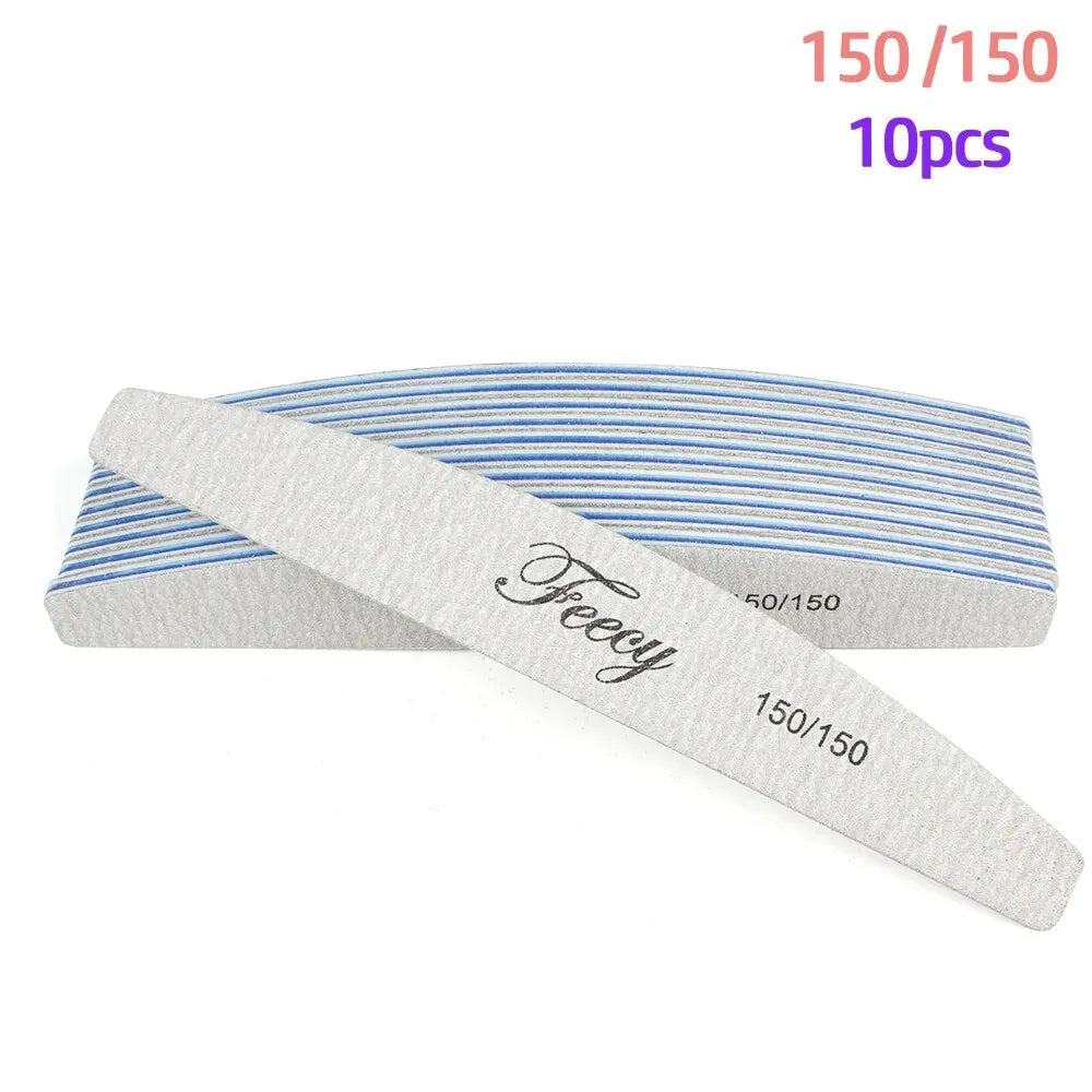 10Pcs/Lot 80/100/150/180/240 Grit Limas Trimmer Lime Nail Art Ongle Manicure Tool Nail File Buffer Double Side Nail Files Buffer