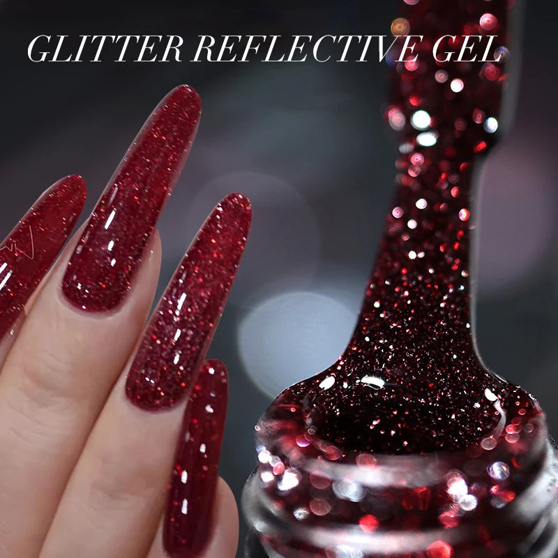 UR SUGAR 15ml Sliver Reflective Nail Gel Polish Shining Glitter Semi Permanent Soak Off UV Gel Sparkle Effect Nail Art Manicure