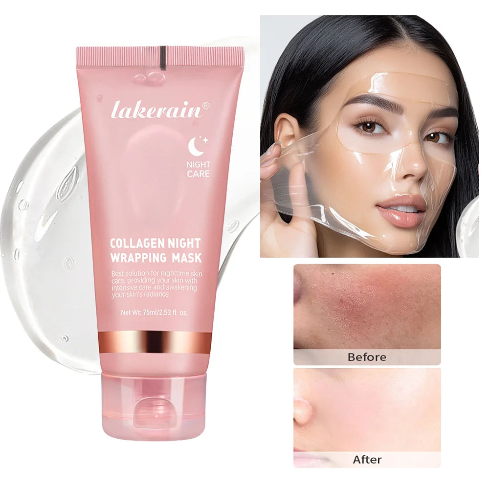 75ml Collagen Wrapping Mask Peel Off Mask & Brush Deep Hydration Moisturize Brightening Face Skin Facial Mask Skincare