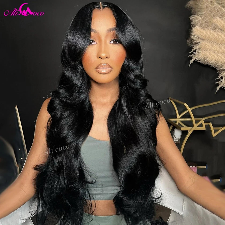 Ali Coco 36 38 Inches 250 Density Body Wave Wig 13x4 13x6 Transparent Lace Front Human Hair Wigs Pre Plucked For Women
