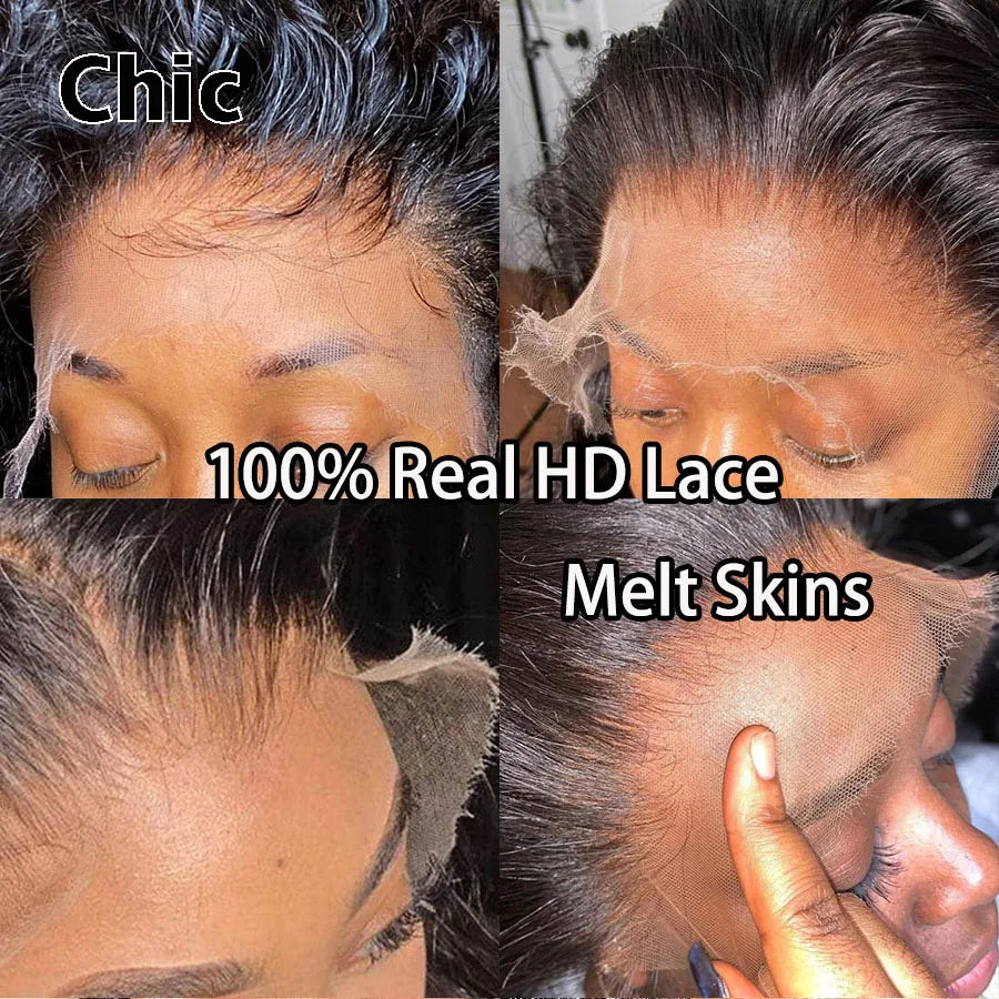 Gd Chic Real HD Lace Wig 100% Human Hair #1B/4 Colored Ombre Straight Short Bob Wig 200gram 5x5 HD Lace Closure Wigs Wear And Go
