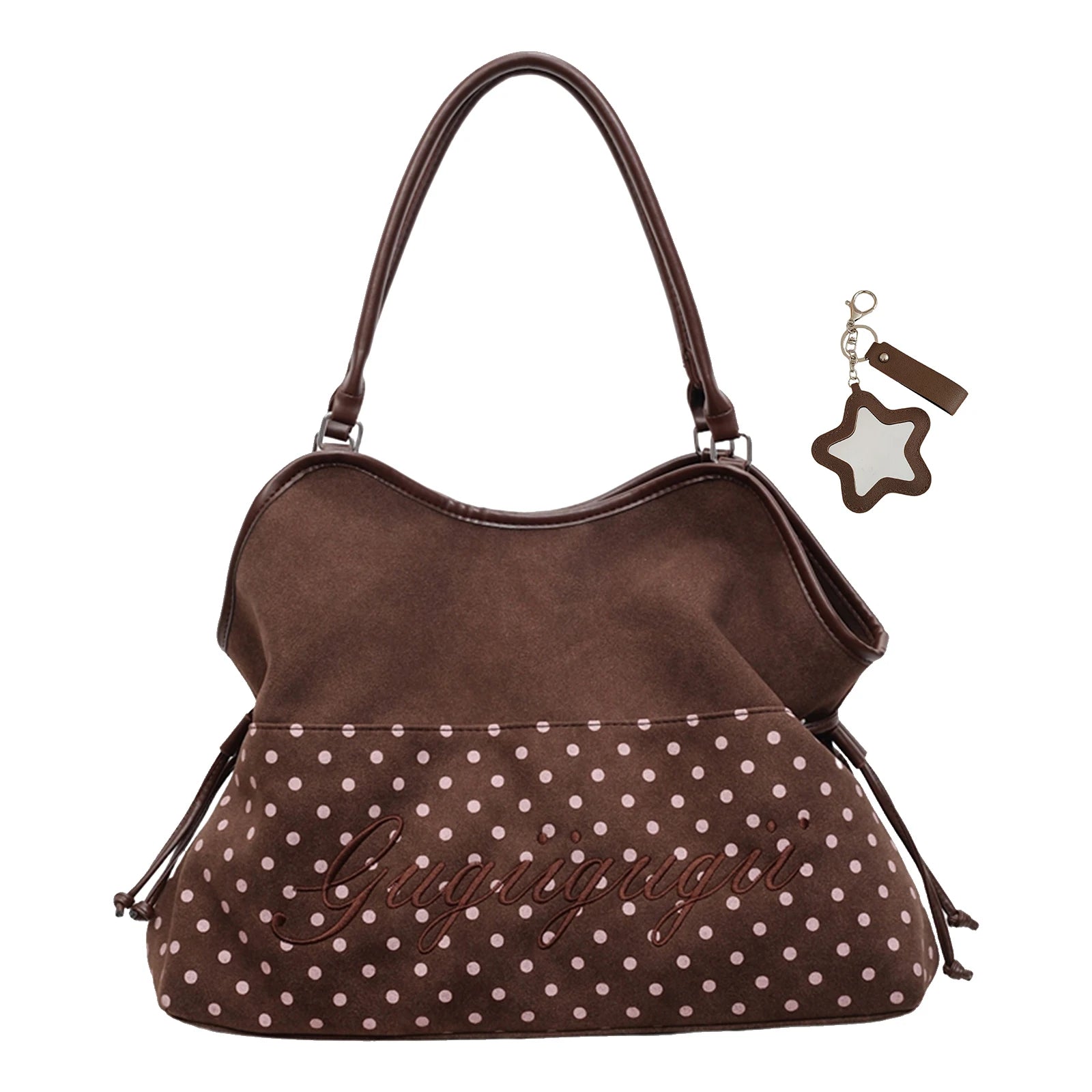 New Brand Women's Shoulder Bag Y2k Fashion Sweet Polka Dot Handbag Korean Casual Versatile Leopard Print Brown Frosted Tote Bags