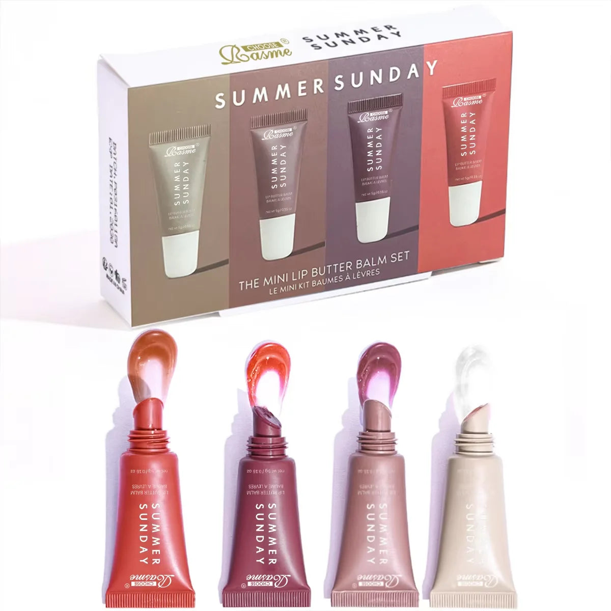 Christmas gift Moisturizing Mirror Lipstick Vanilla Powder Sugar Coffee Cake Smell Lipstick Transparent Oil Makeup Set