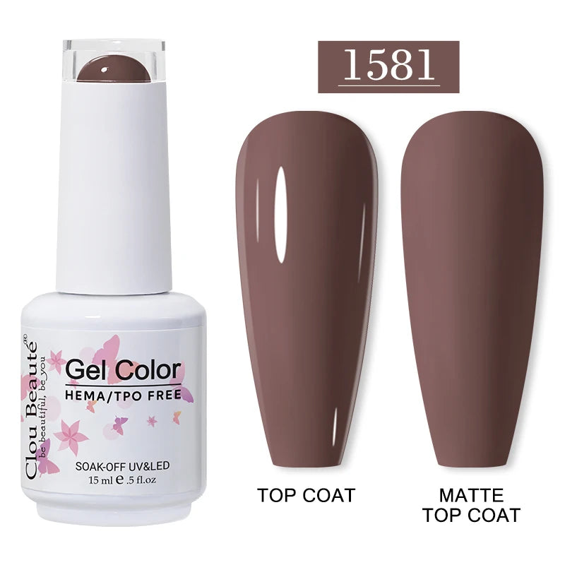 Clou Beaute 15ml Red Color Gel Polish Vernis Semi Permanent UV Varnish Gel Nail Polish Hema TPO Free Nails Art Manicure TOP BASE