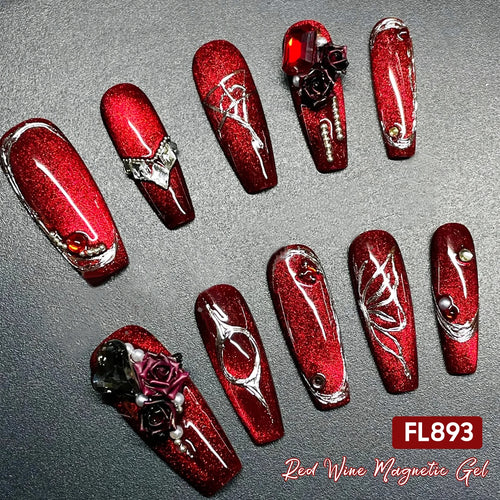 10ml Red Wine Magnetic Nai Gel Polish DIY Manicure Nail Art Varnish for Home Salon Long Lasting UV LED Vernis Easy to Apply