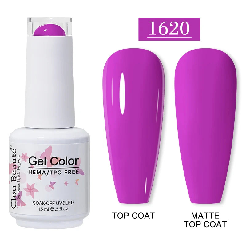 Clou Beaute 15ml Red Color Gel Polish Vernis Semi Permanent UV Varnish Gel Nail Polish Hema TPO Free Nails Art Manicure TOP BASE