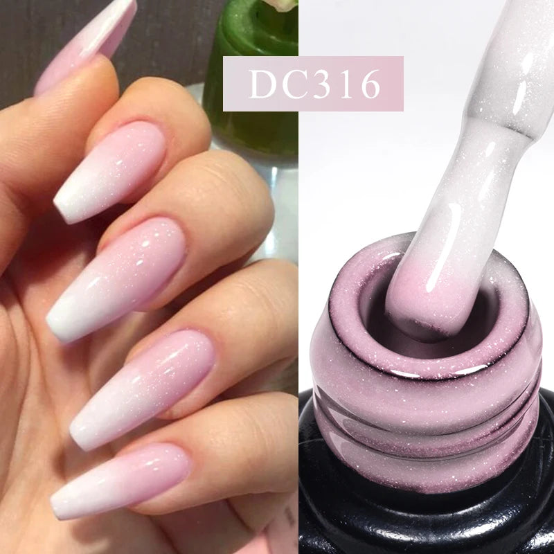 Mtssii 7ml Changing AurorasThermal Rubber Base Gel Nail Polish Nude Purple Glitter Sparking Long Lasting Manicure Art Varnish