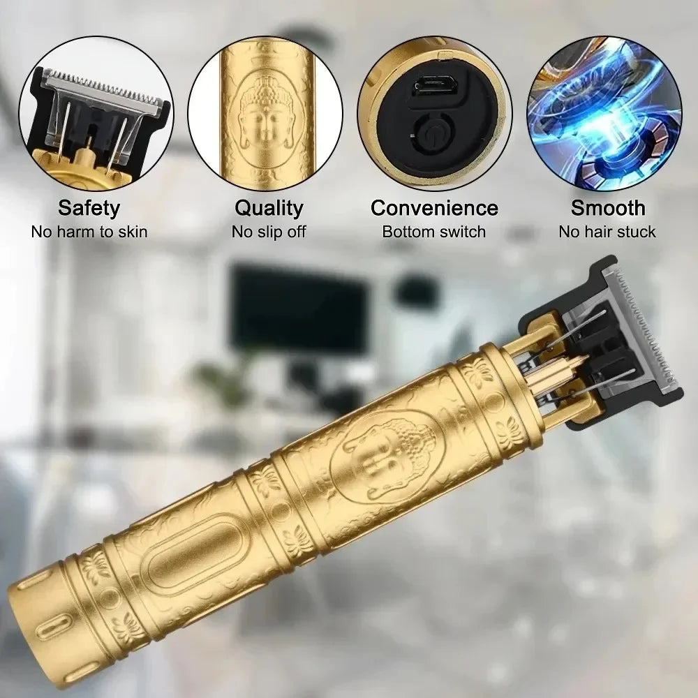 Cordless Hair Trimmer Vintage Hair Clipper USB Fast Charging Hair Cutting Machine Electric Shaver Barber Professional Barber