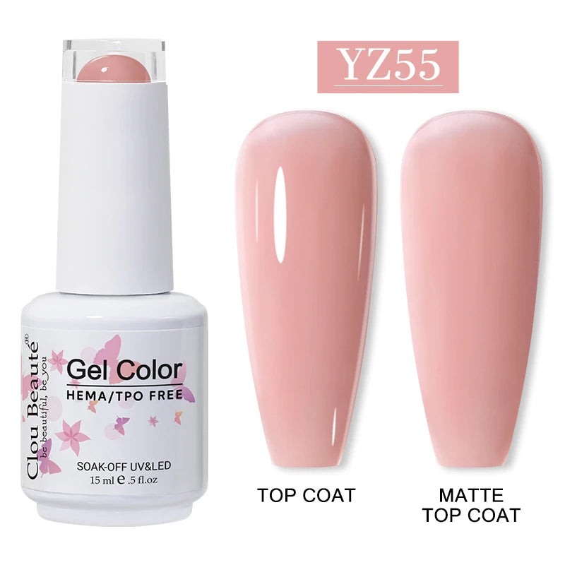 Clou Beaute 15ml Red Color Gel Polish Vernis Semi Permanent UV Varnish Gel Nail Polish Hema TPO Free Nails Art Manicure TOP BASE