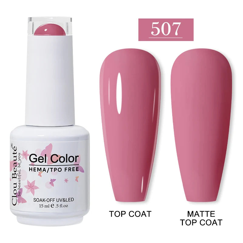 Clou Beaute 15ml Red Color Gel Polish Vernis Semi Permanent UV Varnish Gel Nail Polish Hema TPO Free Nails Art Manicure TOP BASE