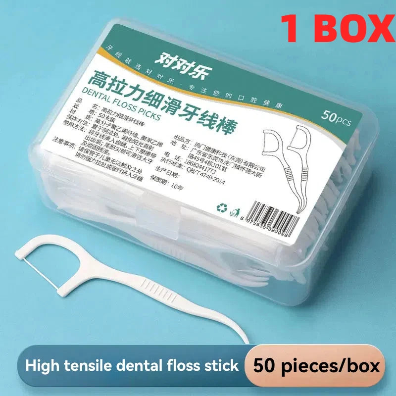 1/2/5/10 Box Portable Disposable Dental Floss Plastic Toothpick High-tension Dental Floss Stick Dental Floss Box ﻿Oral Care