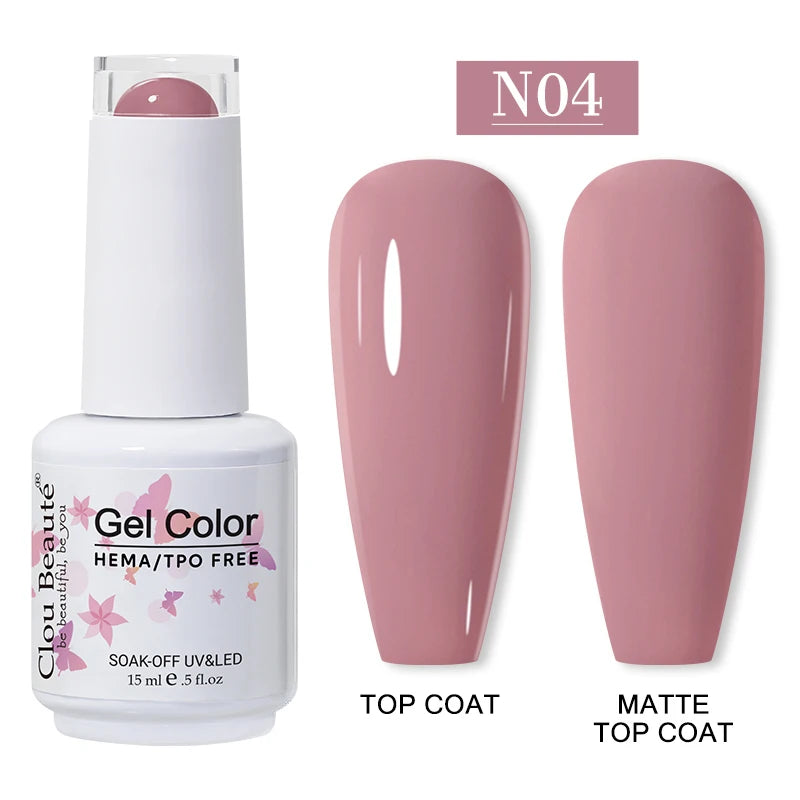Clou Beaute 15ml Red Color Gel Polish Vernis Semi Permanent UV Varnish Gel Nail Polish Hema TPO Free Nails Art Manicure TOP BASE