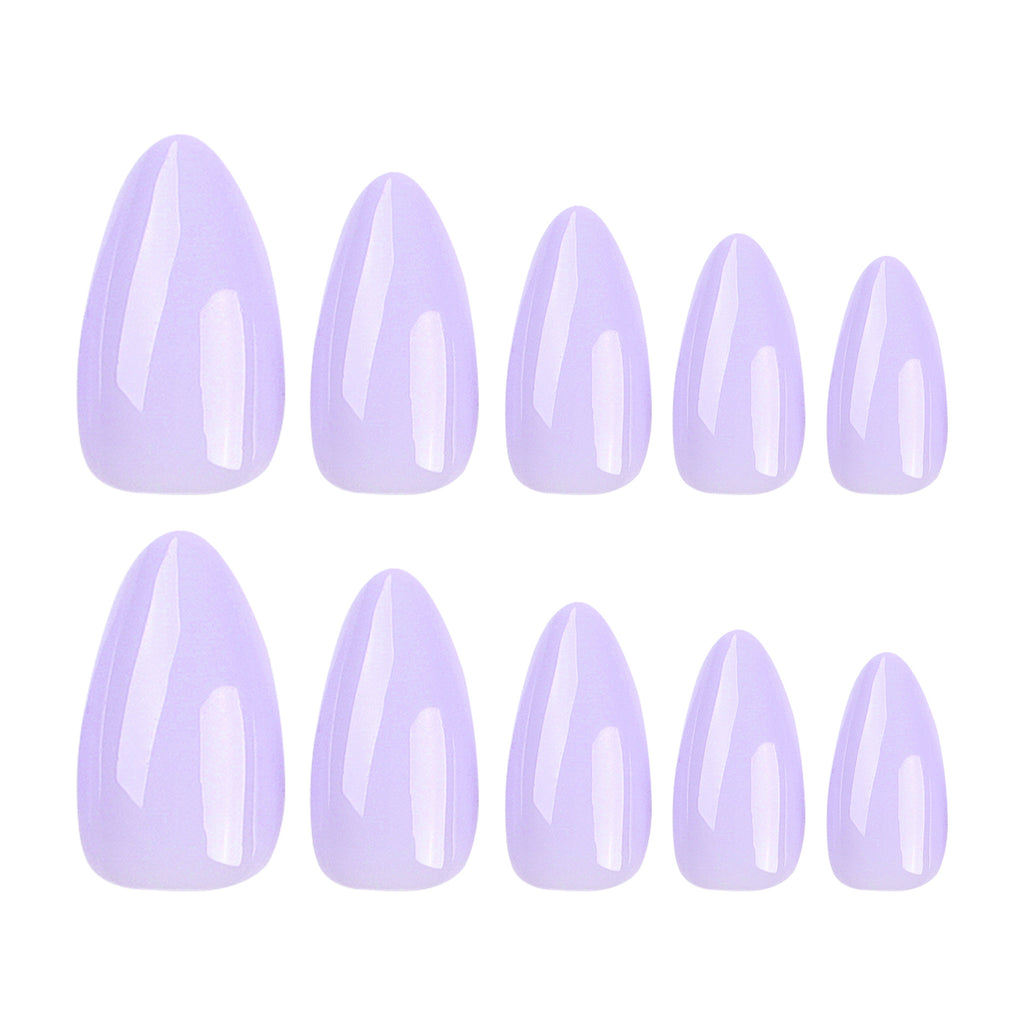 Pure Color Manicure Fake Nails Almond Glossy Wearable