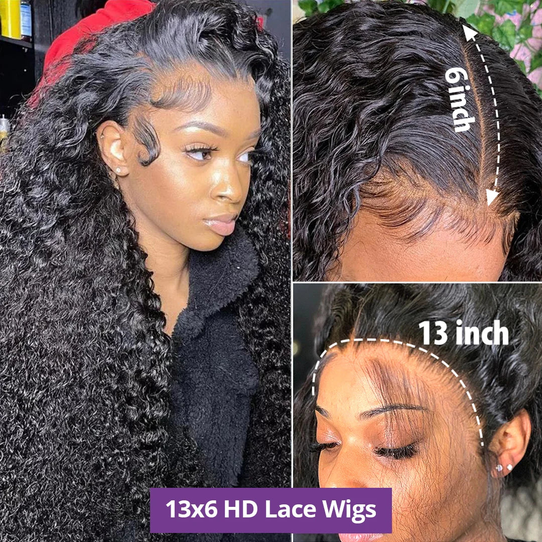 30 40 Inch Deep Wave 13X6 Hd Lace Frontal Wig Curly Water Wave Human Hair 13X4 Pre Plucked Lace Front Brazilian Wigs for Women