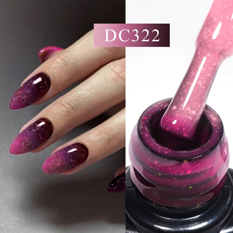 Mtssii 7ml Changing AurorasThermal Rubber Base Gel Nail Polish Nude Purple Glitter Sparking Long Lasting Manicure Art Varnish