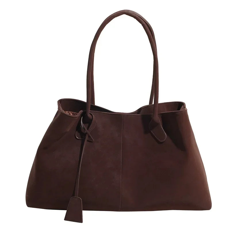 Faux Suede Solid Color High Quality Fashionable Versatile Handbag 2026 Women's Product Hot Selling Large Capacity Shoulder Bag