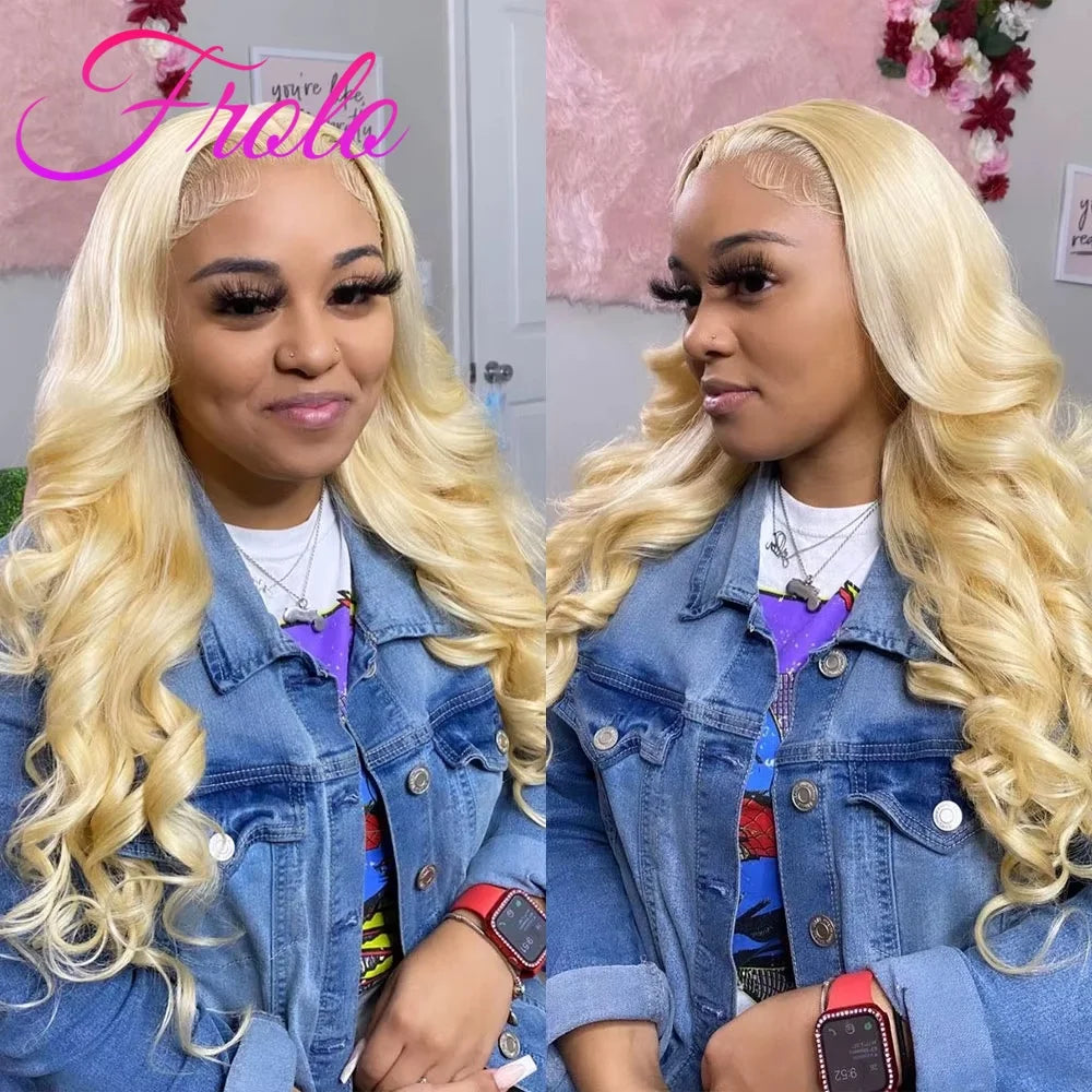 200 Density 40 Inch 613 Human Hair Wig 13x6 Hd Lace Frontal Blonde Human Hair Wig Pre Plucked BrazilianBody Wave Lace Front Wigs